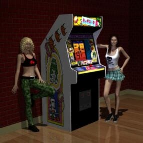 Equipamento de jogo com personagem feminina modelo 3d