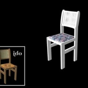 Ratanová židle Stůl se skleněnou deskou 3D model