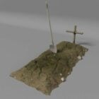 十字架で墓を掘る