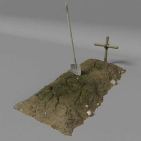 十字架で墓を掘る3Dモデル