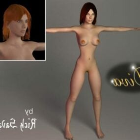 Warrior Girl Character With Rover Robot 3d model