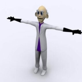 Ηλικιωμένος γιατρός 3d μοντέλο χαρακτήρα κινουμένων σχεδίων