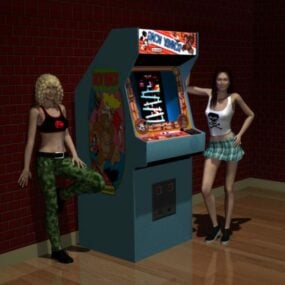 女人角色与游戏设备3d模型