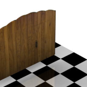 Vintage Door On Tiles Floor 3d model