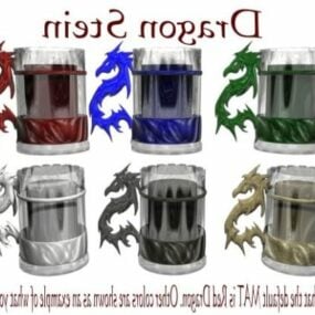 Juomalasi, jossa on lohikäärmeen kahvan muotoinen 3d-malli