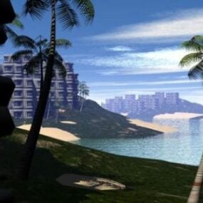 Dream Island Hotel Building 3d model