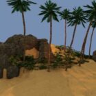 Lille tropisk ø med San kokosnød