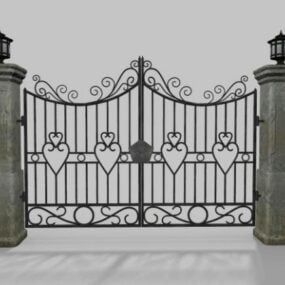 Vintage I kovaná železná brána 3D model