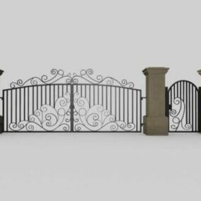 Modello 3d di recinzione in ferro per cancello carrabile
