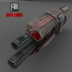 Arma de ciencia ficción con arma de fuego dual modelo 3d