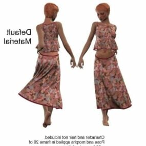 Sukienka z modnym topem i spódnicą Model 3D