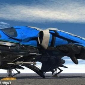 무기 3d 모델을 갖춘 미래 항공기 두 날개