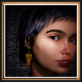 Beauty Shorthair Girl Character With Earring 3d model