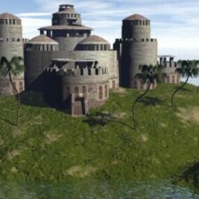 Lake Castle Ancient Culture 3d model