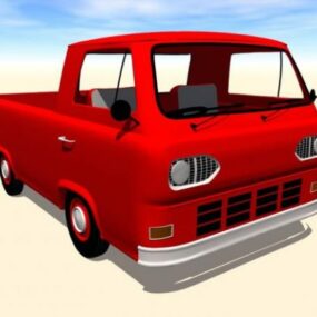 بيك اب أحمر Lowpoly نموذج سيارة 3D