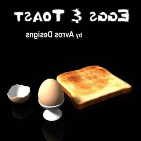 Äggtoast med bröd 3d-modell