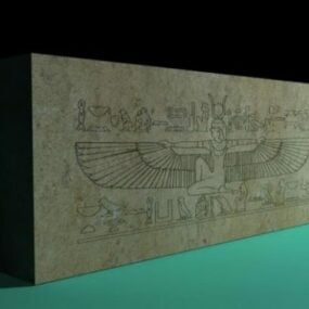 टेक्स्ट 3डी मॉडल के साथ मिस्र का पत्थर ब्लॉक