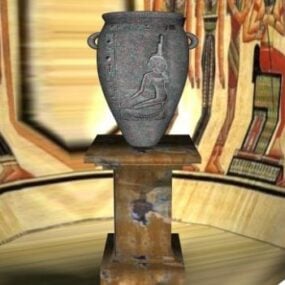 Αιγυπτιακό βάζο στο τραπέζι τρισδιάστατο μοντέλο