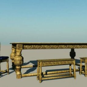 Antique Traditional Carved Table Furniture 3d model