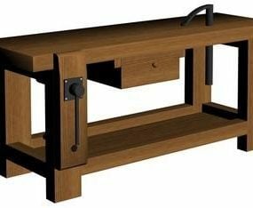 Modelo 3D de ferramenta de mesa de madeira vintage