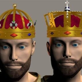 European King Character with Crowns 3d-malli