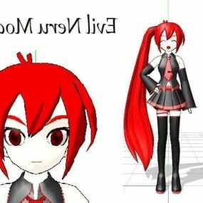 Dziewczyna z rudymi włosami Postać z anime Model 3D