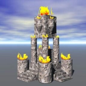 Fire Castle Building 3d model