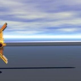 Juego Espada con mango dorado modelo 3d