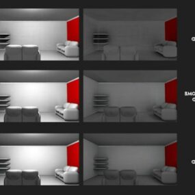 3д модель студии освещения простой мебели для комнаты
