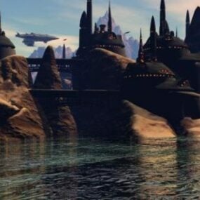 Modelo 3D da cidade da colônia de fantasia