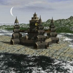 Fantasie Black Rock Tempelgebouw 3D-model