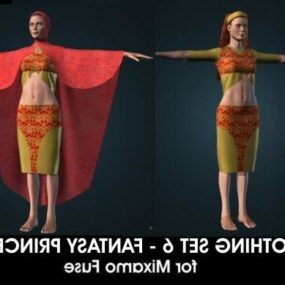 Moda Elbiseli Prenses Kız 3D model