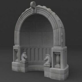 Model 3D budynku z kamiennym łukiem