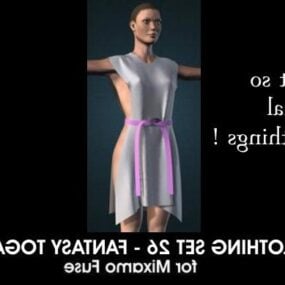नाइट ड्रेस 3डी मॉडल के साथ यूरोपीय लड़की चरित्र