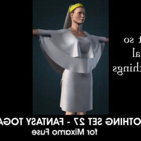 3D модель футуристического платья с женским персонажем