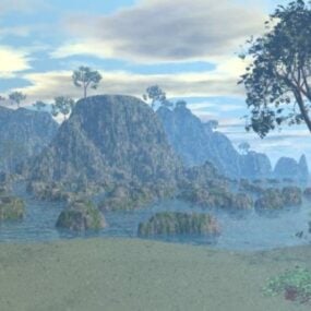 Far Mountain Landscape 3d-modell