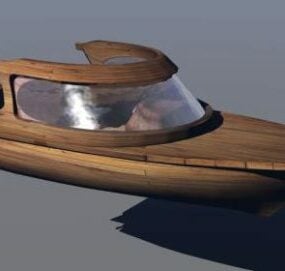 木製スピードボート小型サイズ3Dモデル