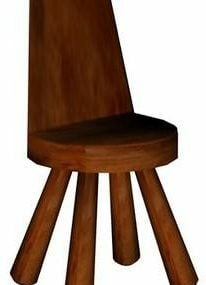 เก้าอี้ไม้จีนเก่าโมเดล 3 มิติ