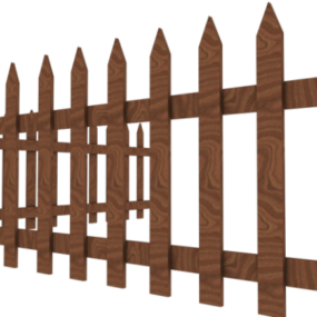 Mô hình 3d hàng rào gỗ phong cách đơn giản