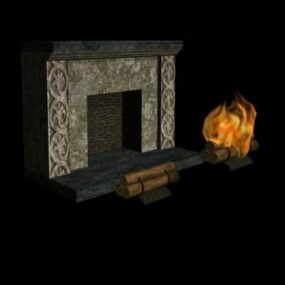Fireplace Furniture Set 3d model