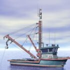 Fishing Boat With Crane