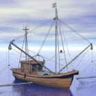 Деревянная рыбацкая лодка