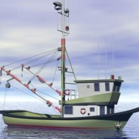 3д модель обычного рыболовного судна среднего размера