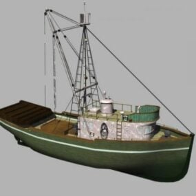 Mô hình thuyền đánh cá sắt cũ 3d