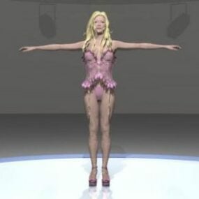 Lowpoly Female Walking Character 3d model