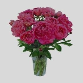 زهرة الورد الأحمر في مزهرية زجاجية نموذج ثلاثي الأبعاد