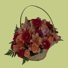 Flower In Basket 3d model