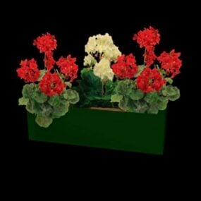 Plante en pot sur petite table en bois modèle 3D