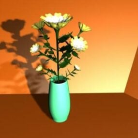 White Flower Pot Tableware 3d model