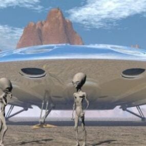Trasporto UFO volante con modello 3d alieno